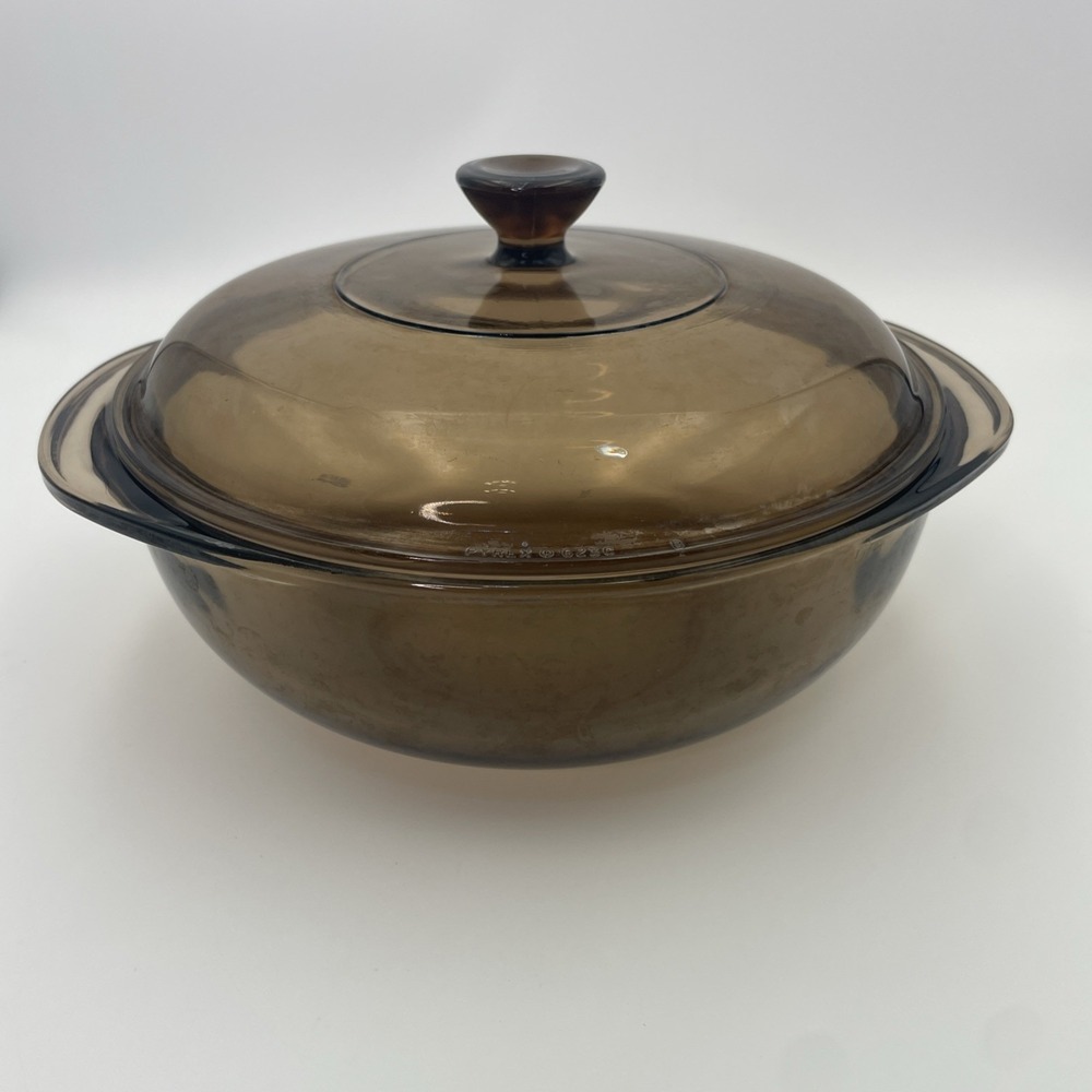 Vintage PYREX Amber Glass Round Casserole 1.5L‎ Baking Dish 023N With Lid 623C